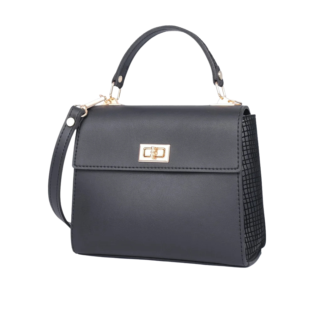 Purse Perfection Black Criss-Cross Top-Handle Bag