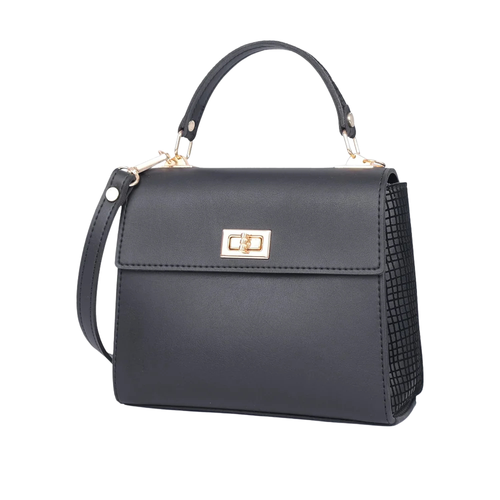 Purse Perfection Black Criss-Cross Top-Handle Bag