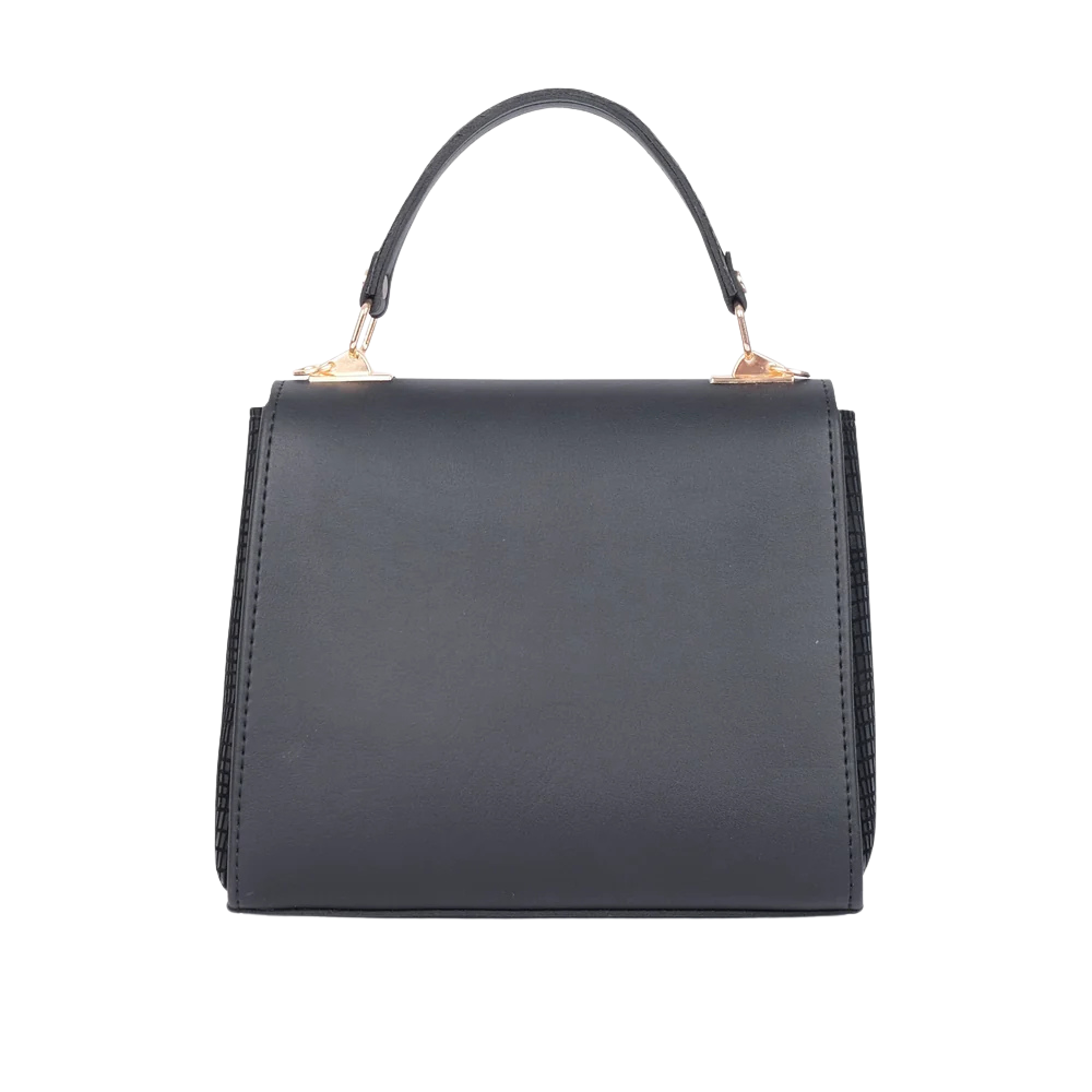 Purse Perfection Black Criss-Cross Top-Handle Bag